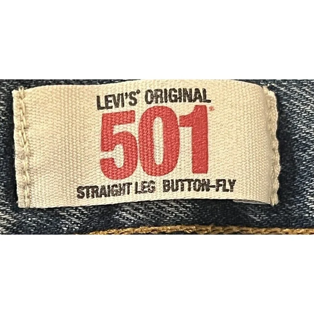 Levi's 501 Button Fly High-Rise Straight Leg Light Wash Denim Jeans Size 40x30